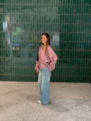 FLOWY WIDE-SLEEVE SHIRT PINK