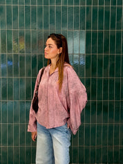 FLOWY WIDE-SLEEVE SHIRT PINK