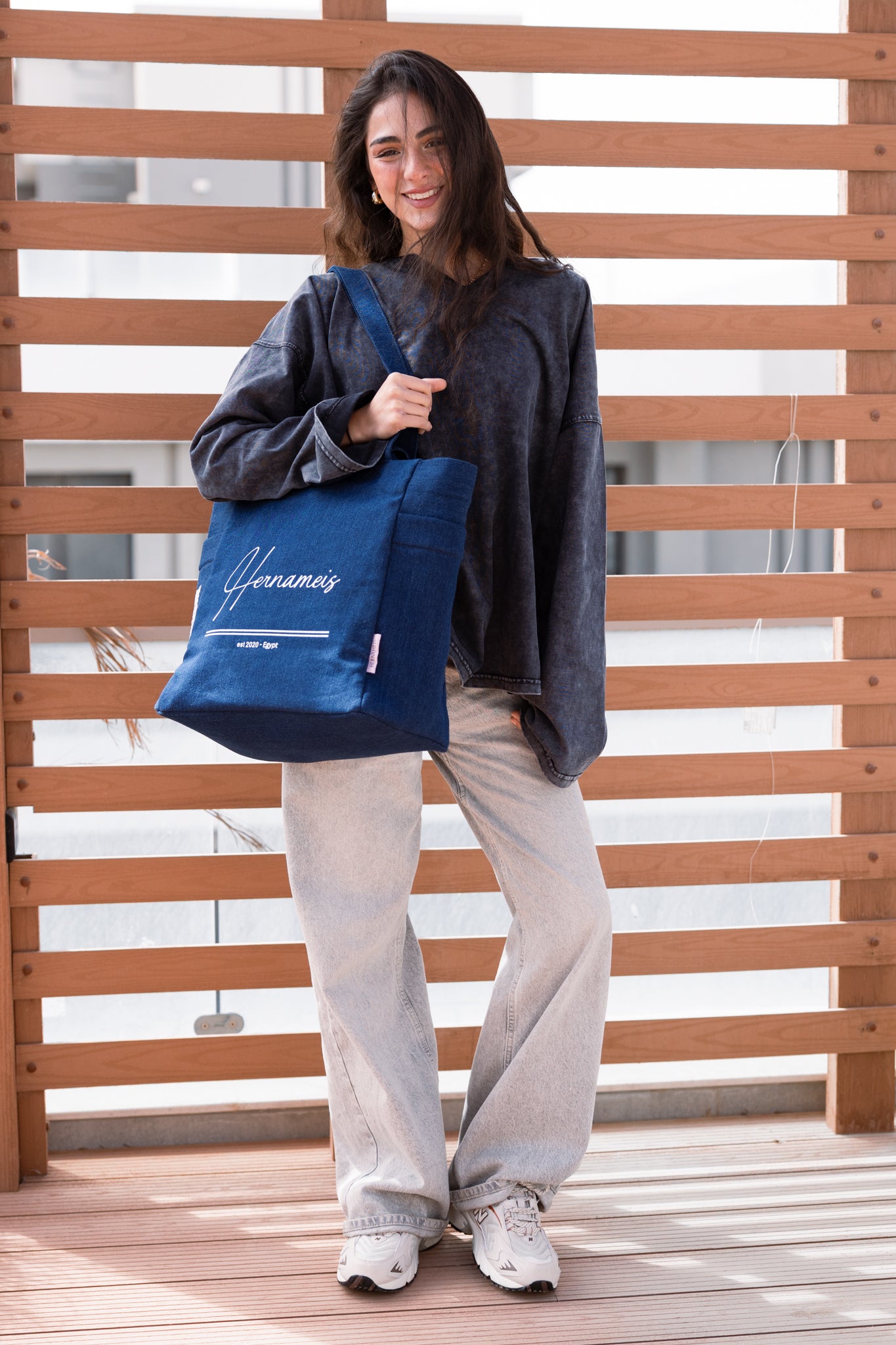 HER NAME IS TOTE BAG IN DENIM