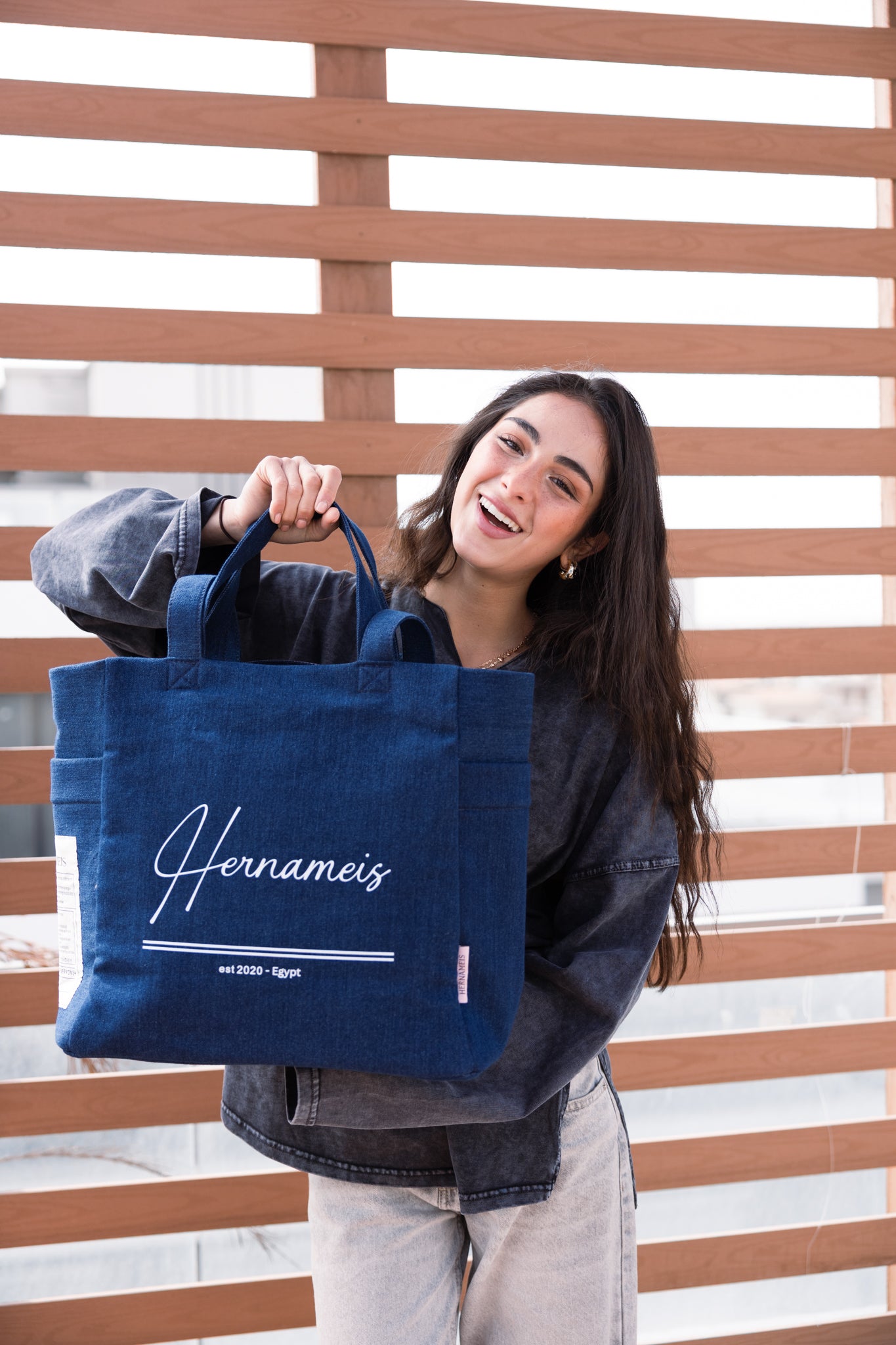 HER NAME IS TOTE BAG IN DENIM