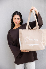 HER NAME IS TOTE BAG IN BEIGE