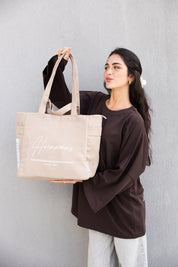 HER NAME IS TOTE BAG IN BEIGE