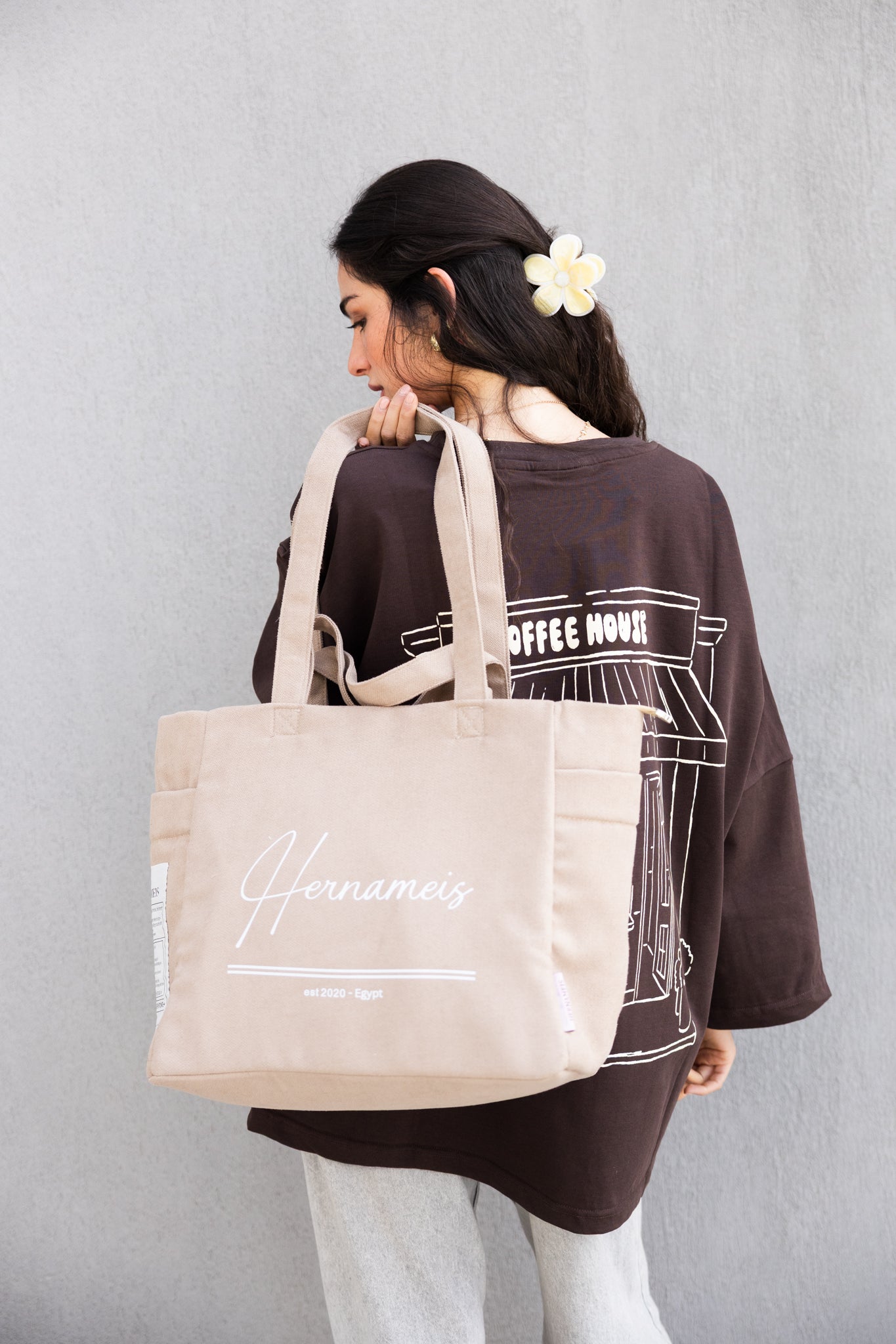 HER NAME IS TOTE BAG IN BEIGE