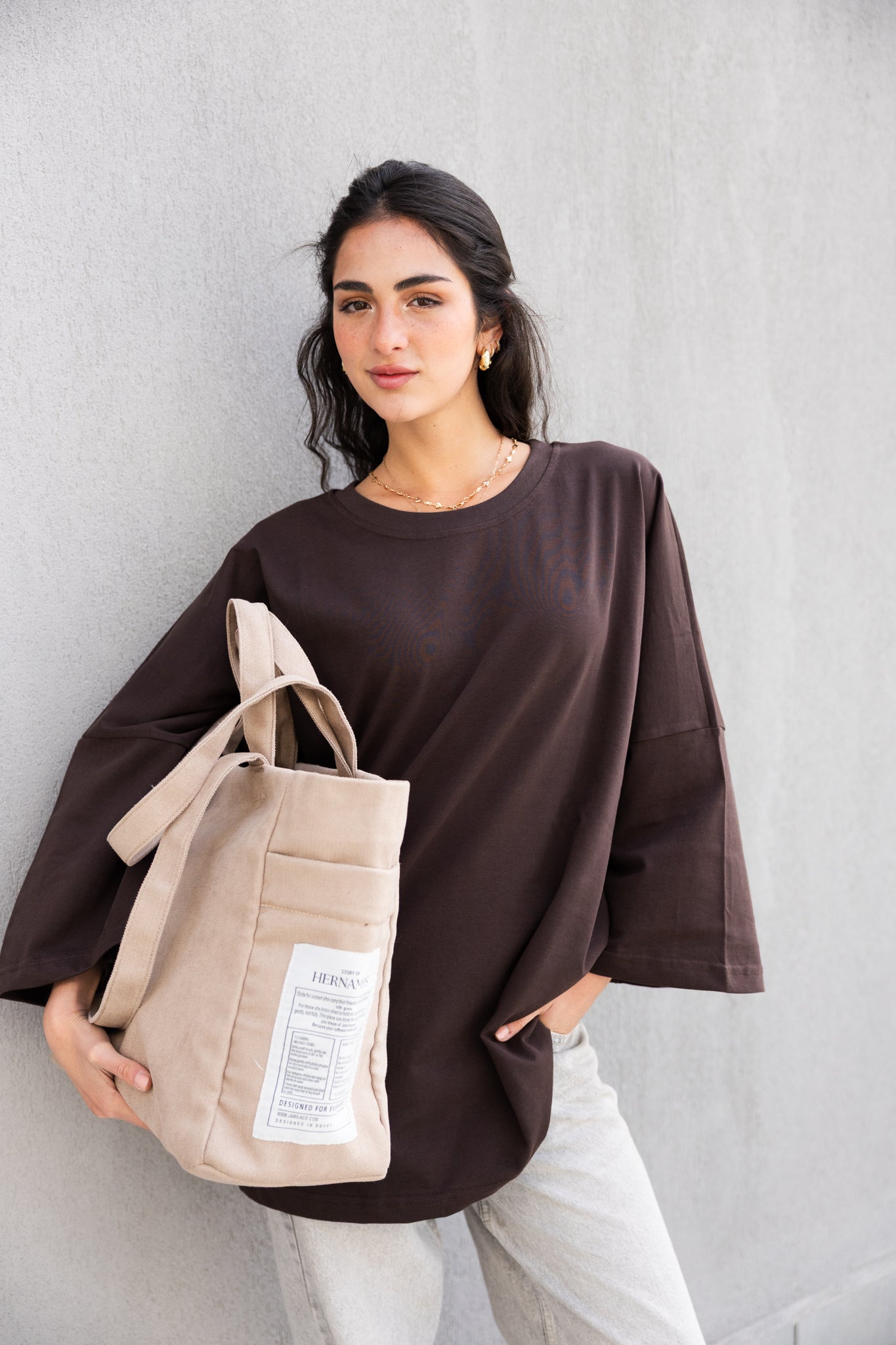 HER NAME IS TOTE BAG IN BEIGE