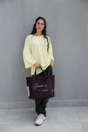 HER NAME IS TOTE BAG IN BROWN