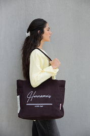 HER NAME IS TOTE BAG IN BROWN