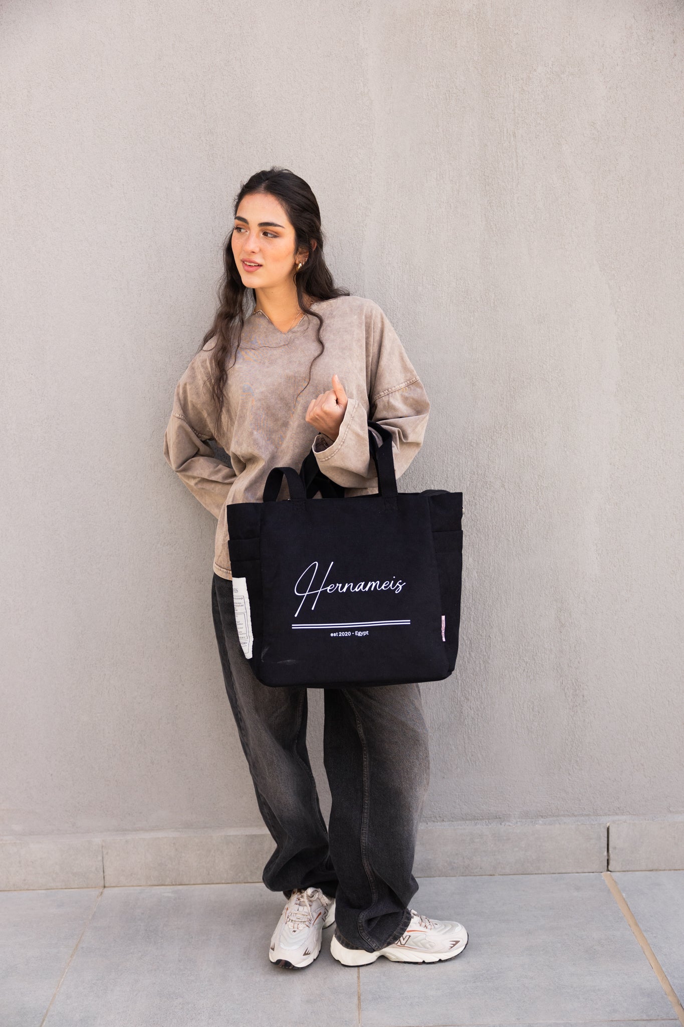 HER NAME IS TOTE BAG IN BLACK