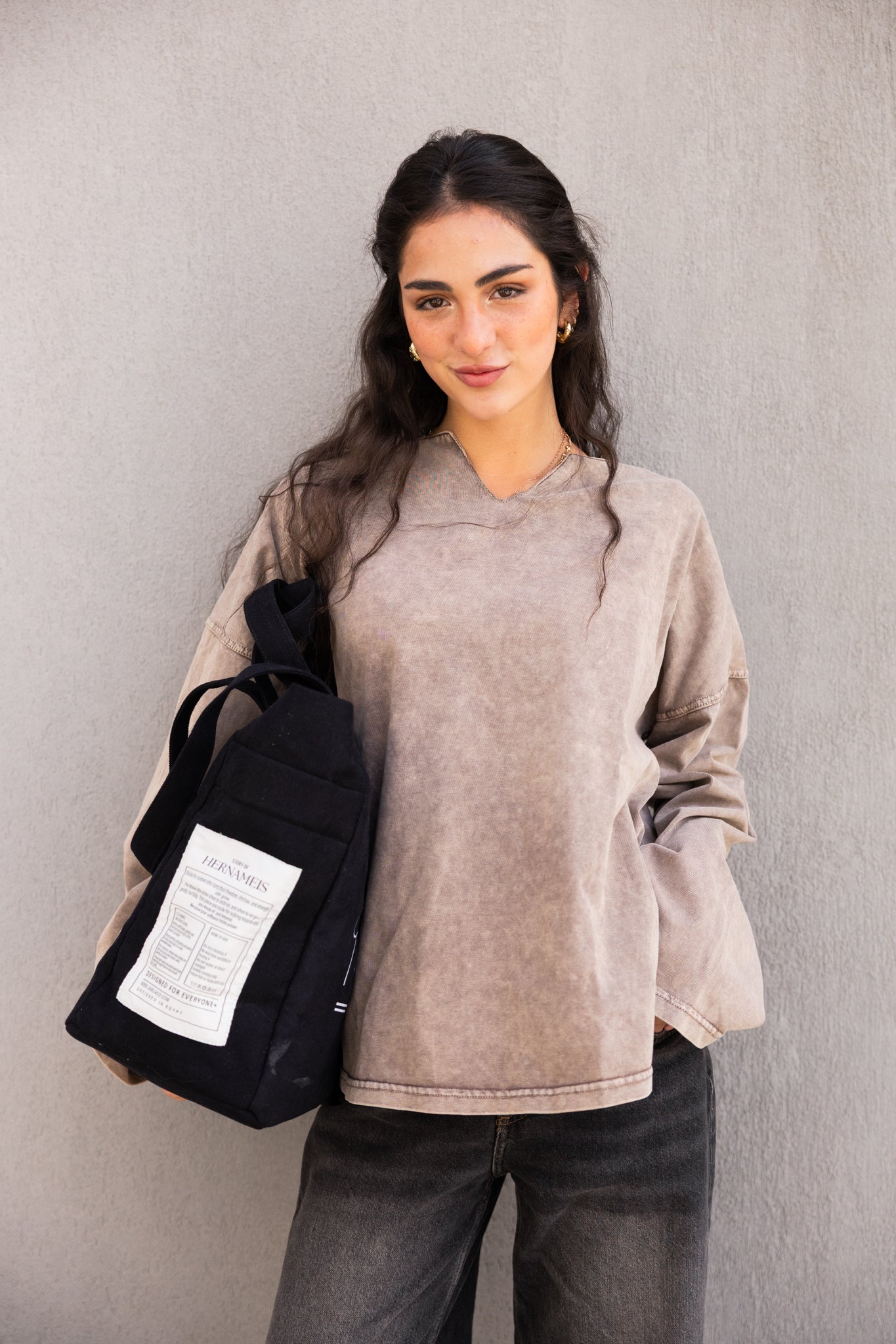 HER NAME IS TOTE BAG IN BLACK