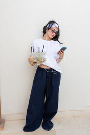 Basic pants in midnight-blue