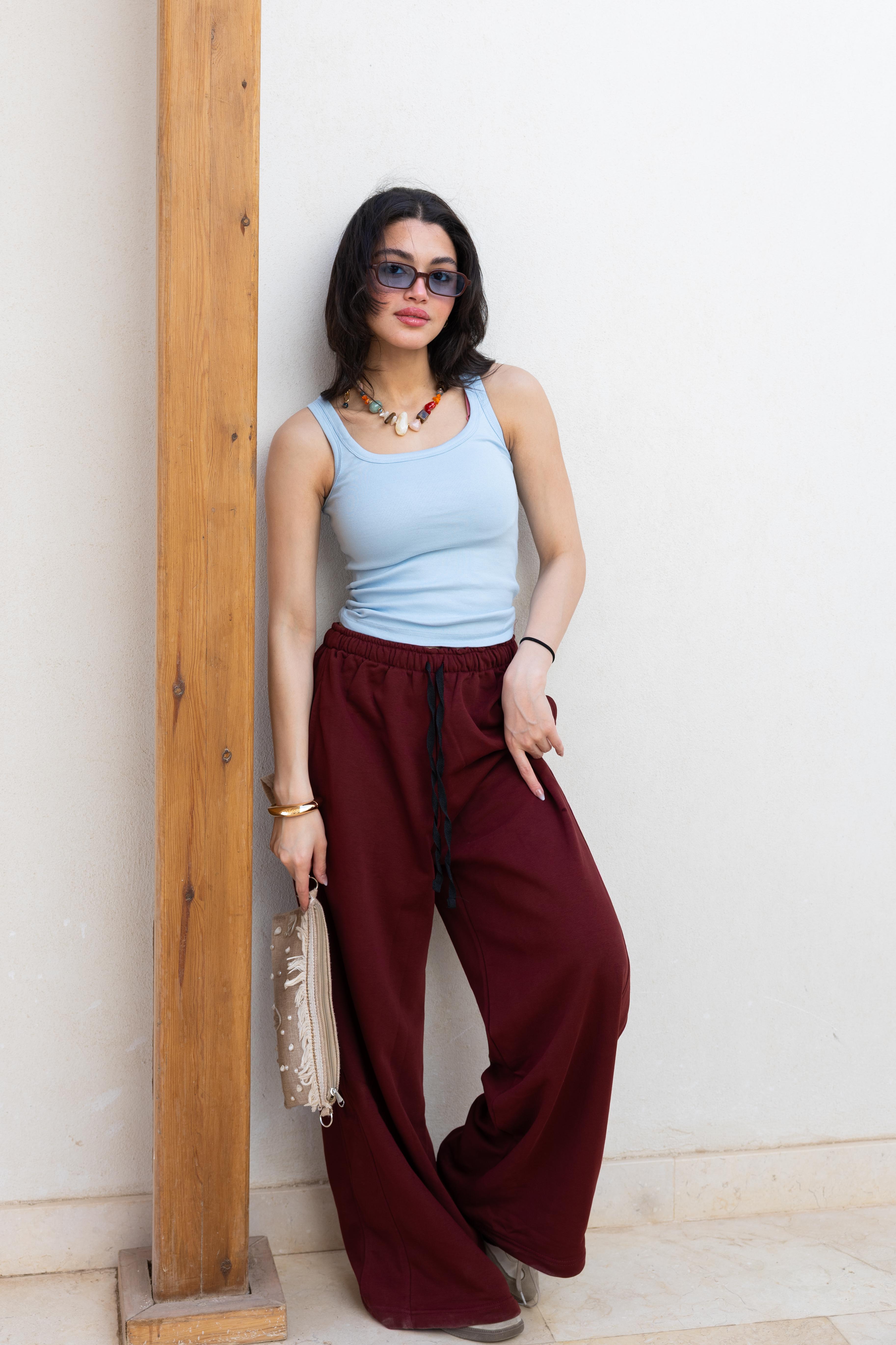 Basic sweatpants In Burgundy