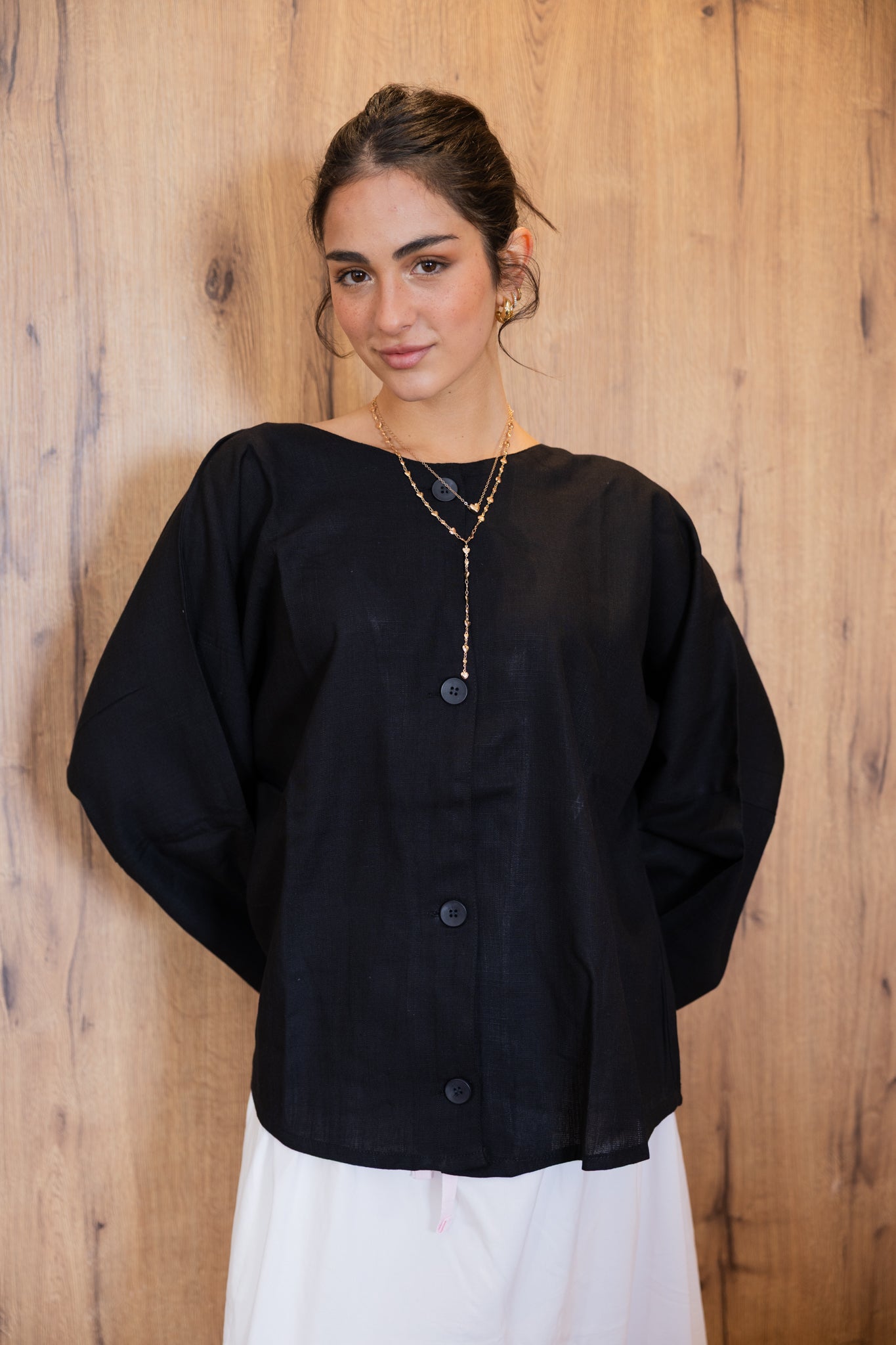 Her Way Linen Shirt In Black