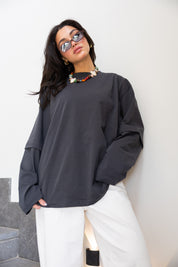 Double layered tee in Grey