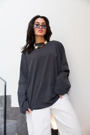 Double layered tee in Grey