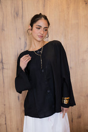 Her Way Linen Shirt In Black
