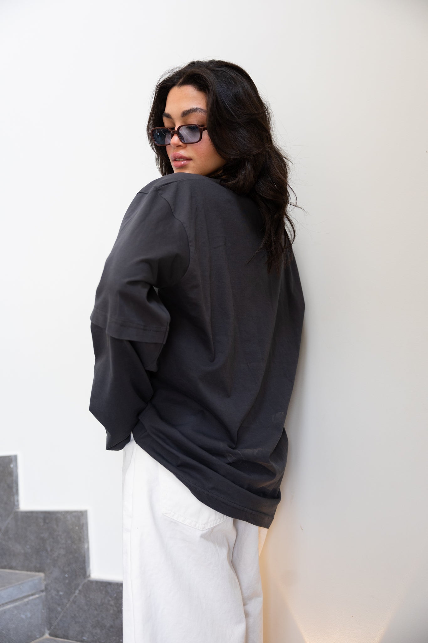 Double layered tee in Grey