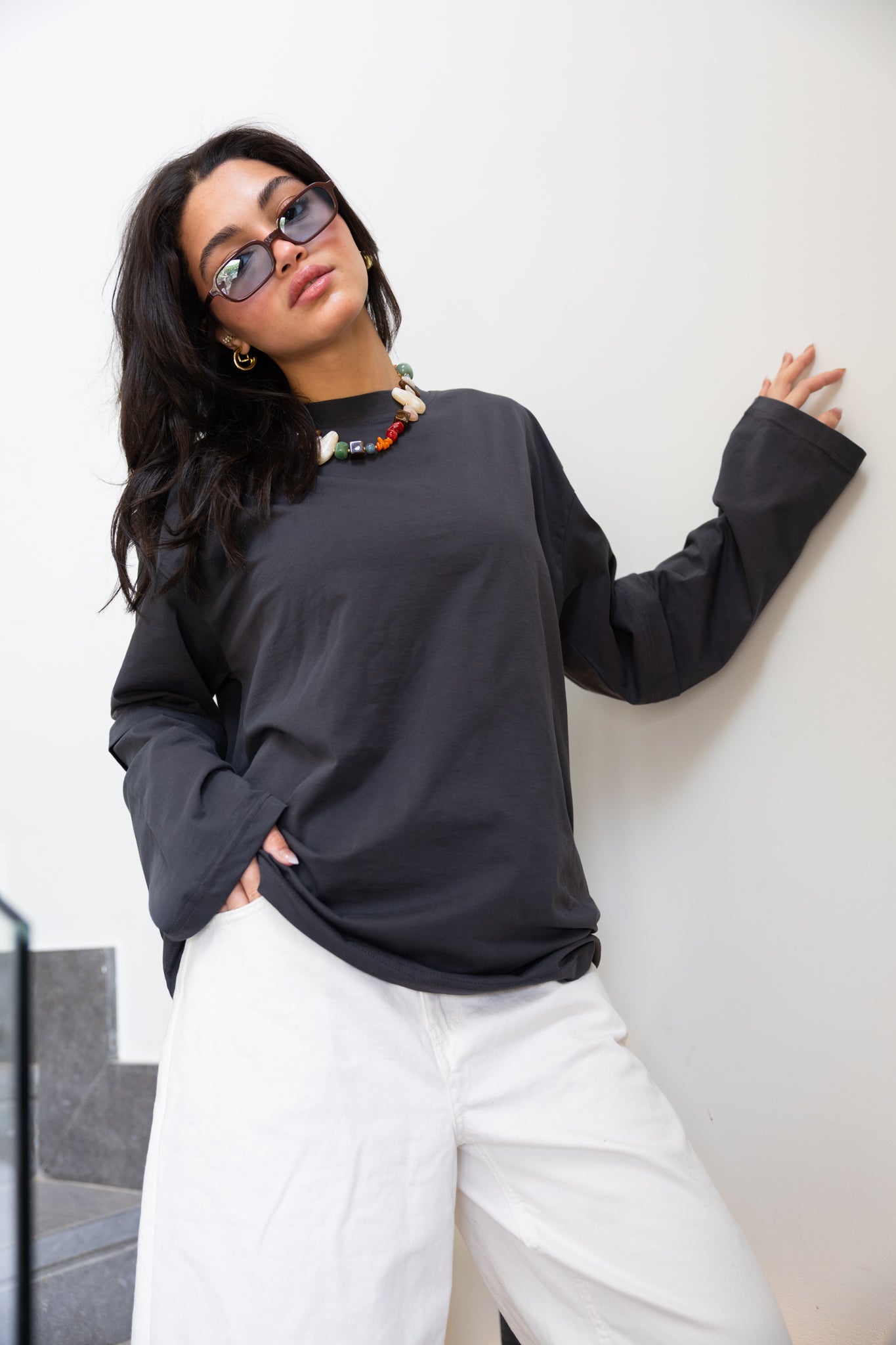 Double layered tee in Grey
