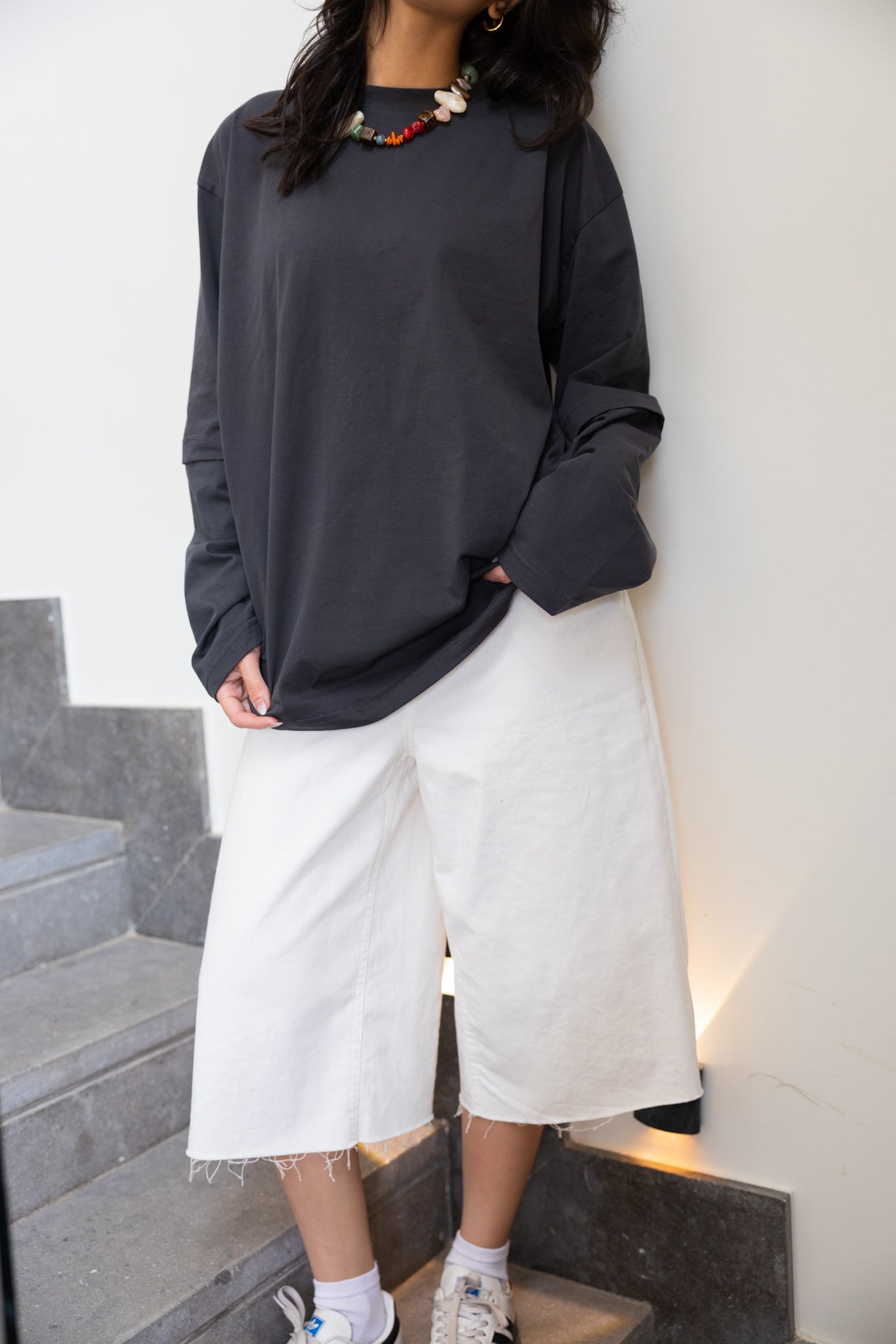 Double layered tee in Grey