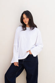 Double layered tee in white