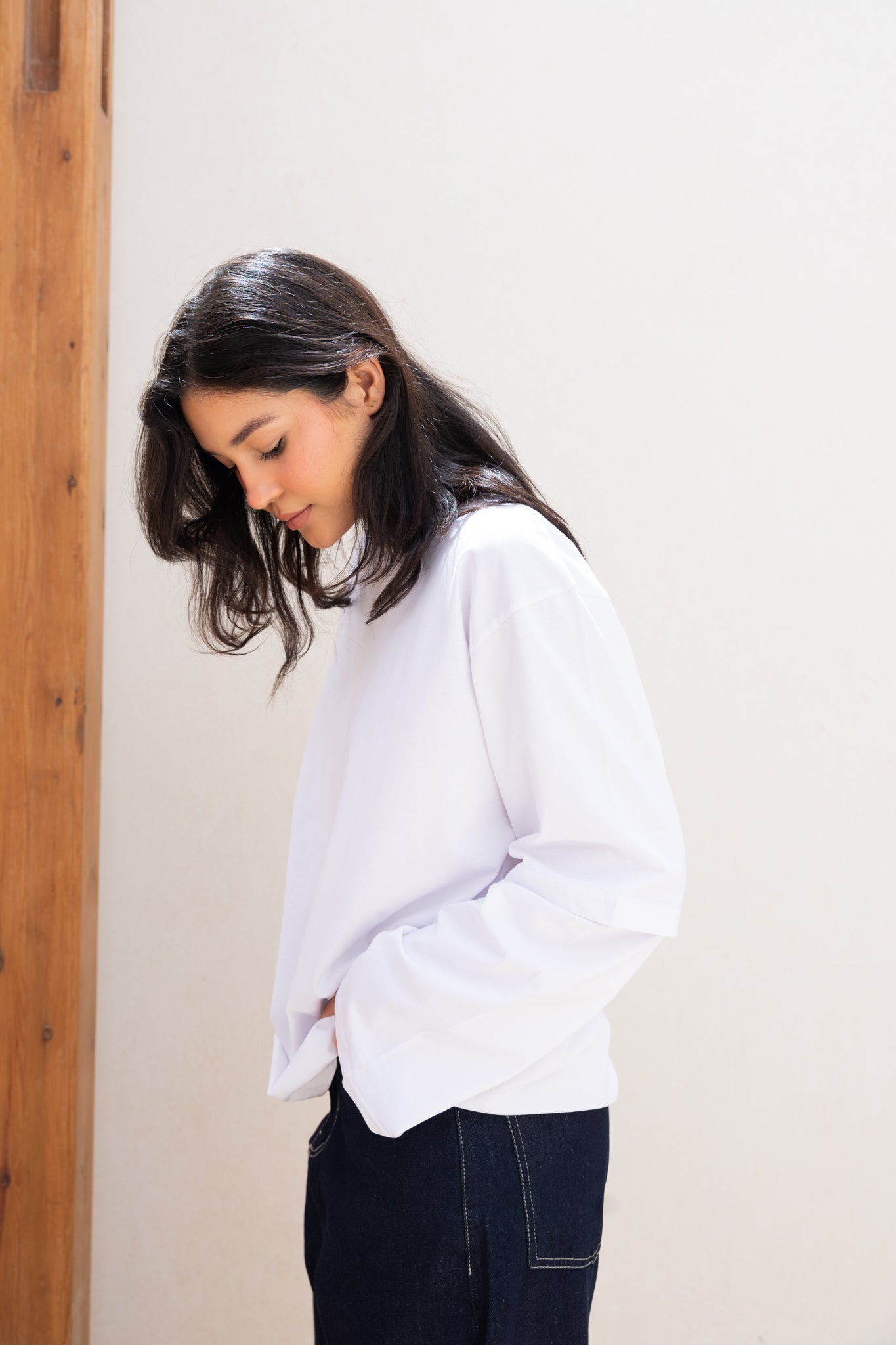 Double layered tee in white