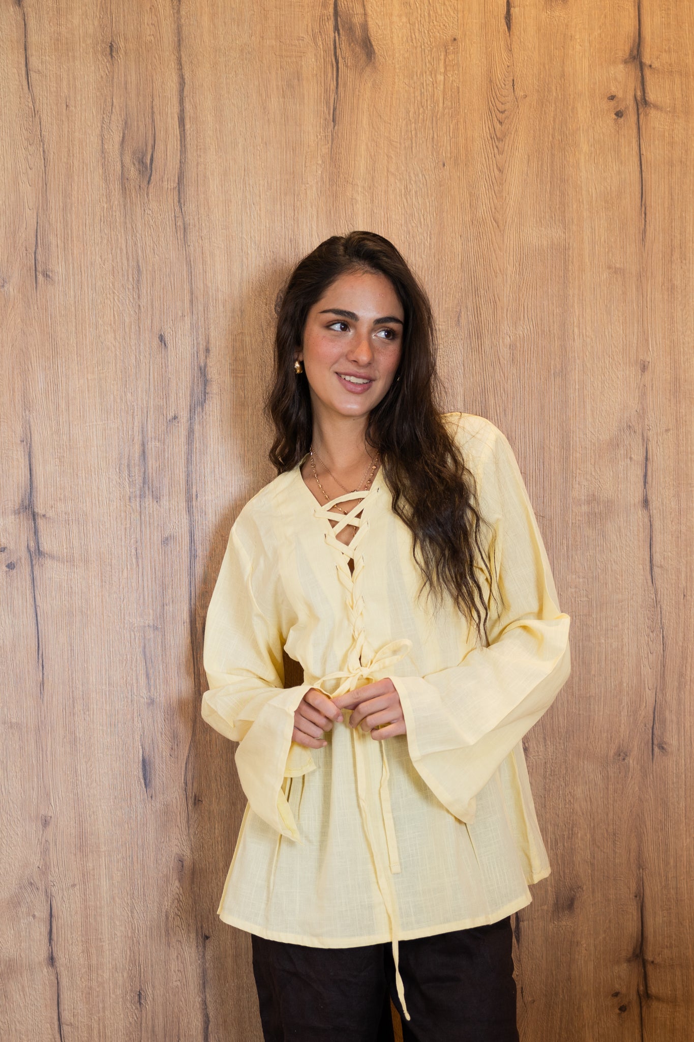Ruffle Me Up Blouse In Butter Yellow