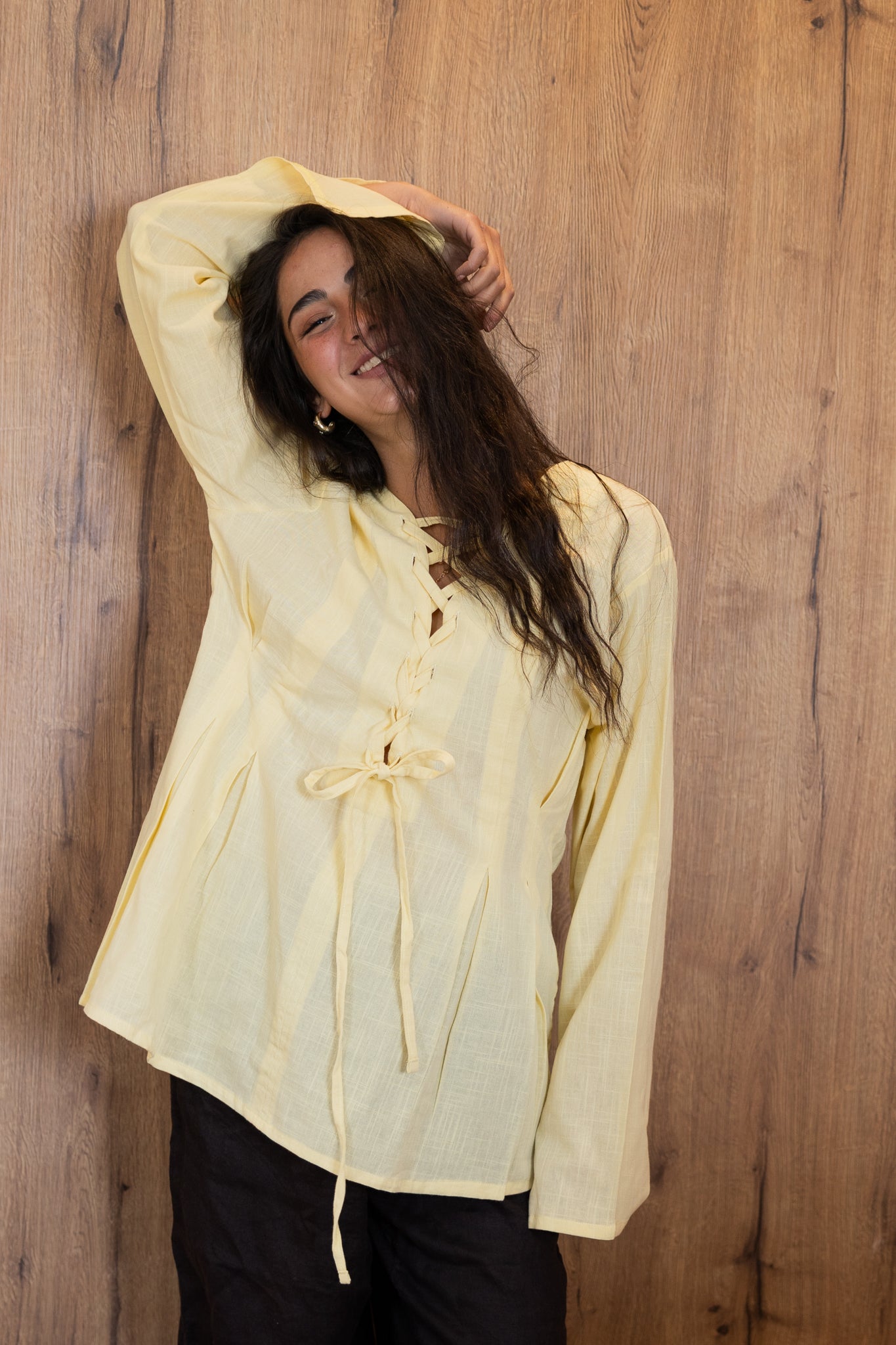 Ruffle Me Up Blouse In Butter Yellow
