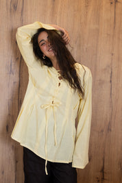 Ruffle Me Up Blouse In Butter Yellow