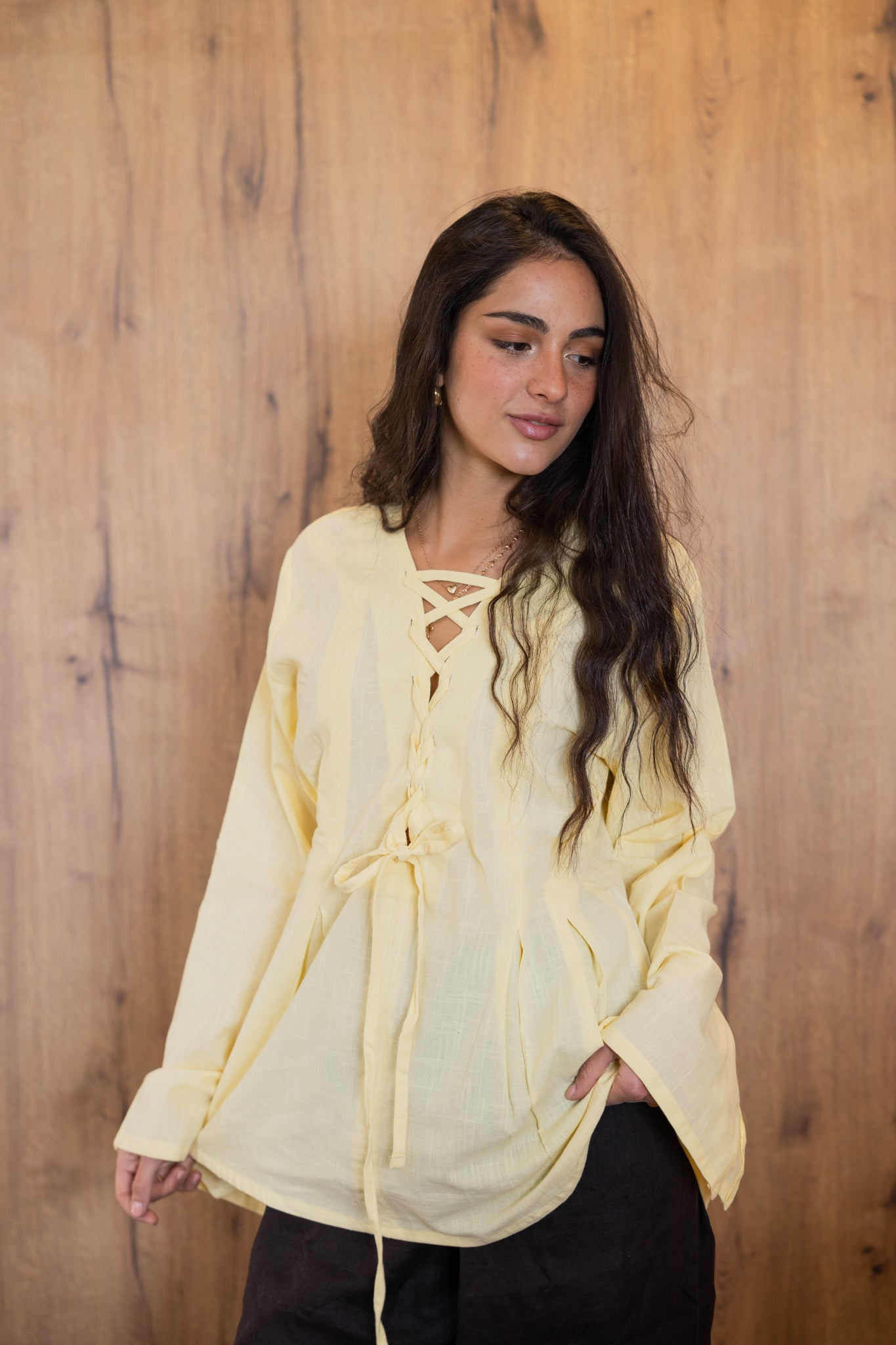 Ruffle Me Up Blouse In Butter Yellow