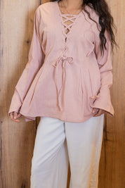 Ruffle Me Up Blouse In Powder Pink