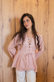 Ruffle Me Up Blouse In Powder Pink