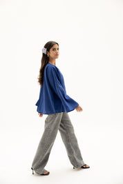 Her Way Linen Shirt In Royal Blue