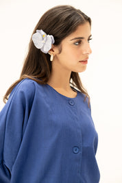 Her Way Linen Shirt In Royal Blue