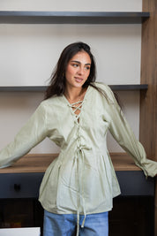 Ruffle Me Up Blouse In Mint