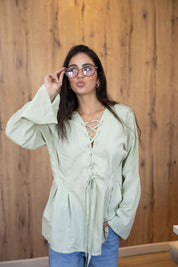 Ruffle Me Up Blouse In Mint