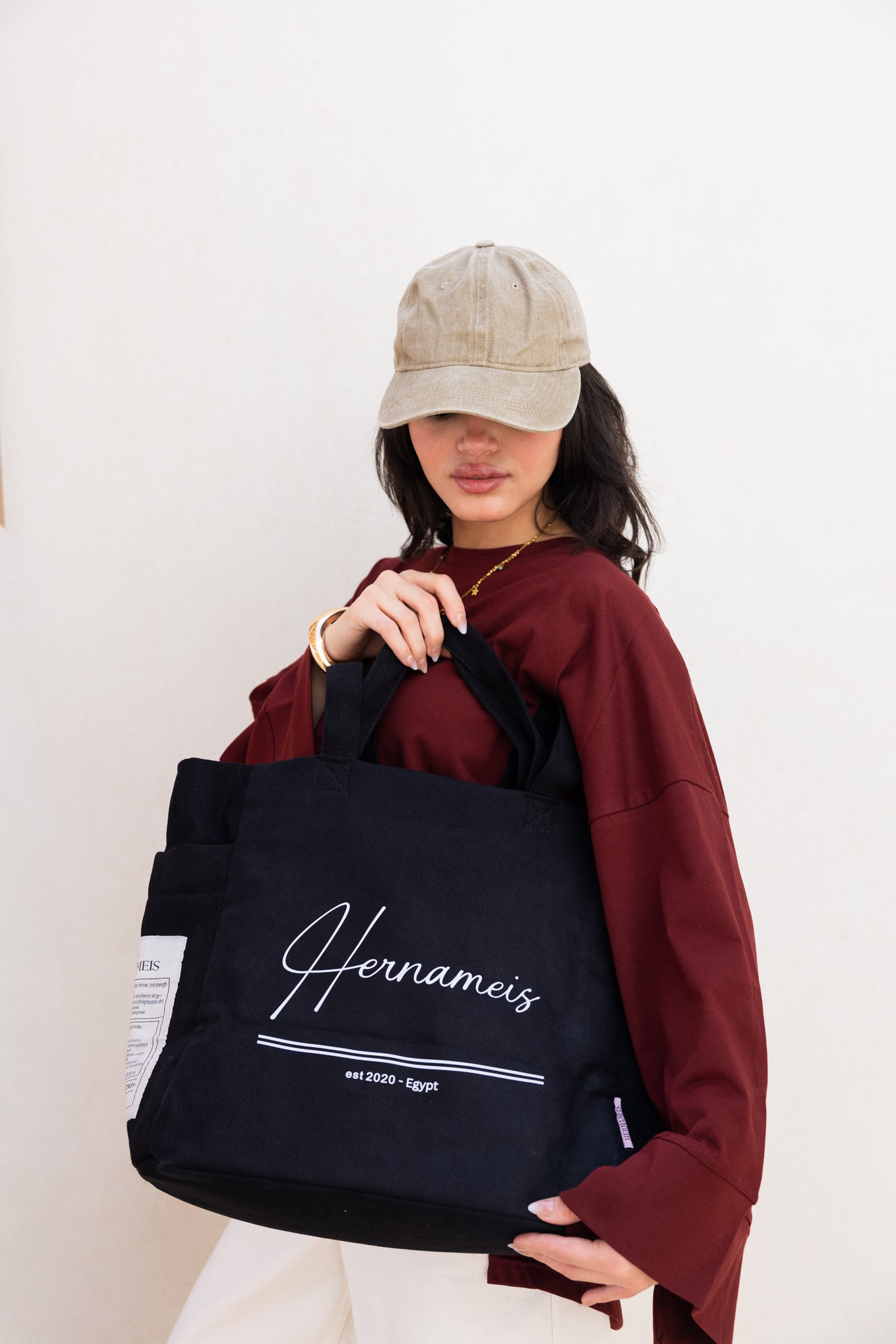 HER NAME IS TOTE BAG IN BLACK