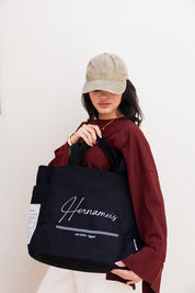 HER NAME IS TOTE BAG IN BLACK