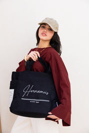 HER NAME IS TOTE BAG IN BLACK