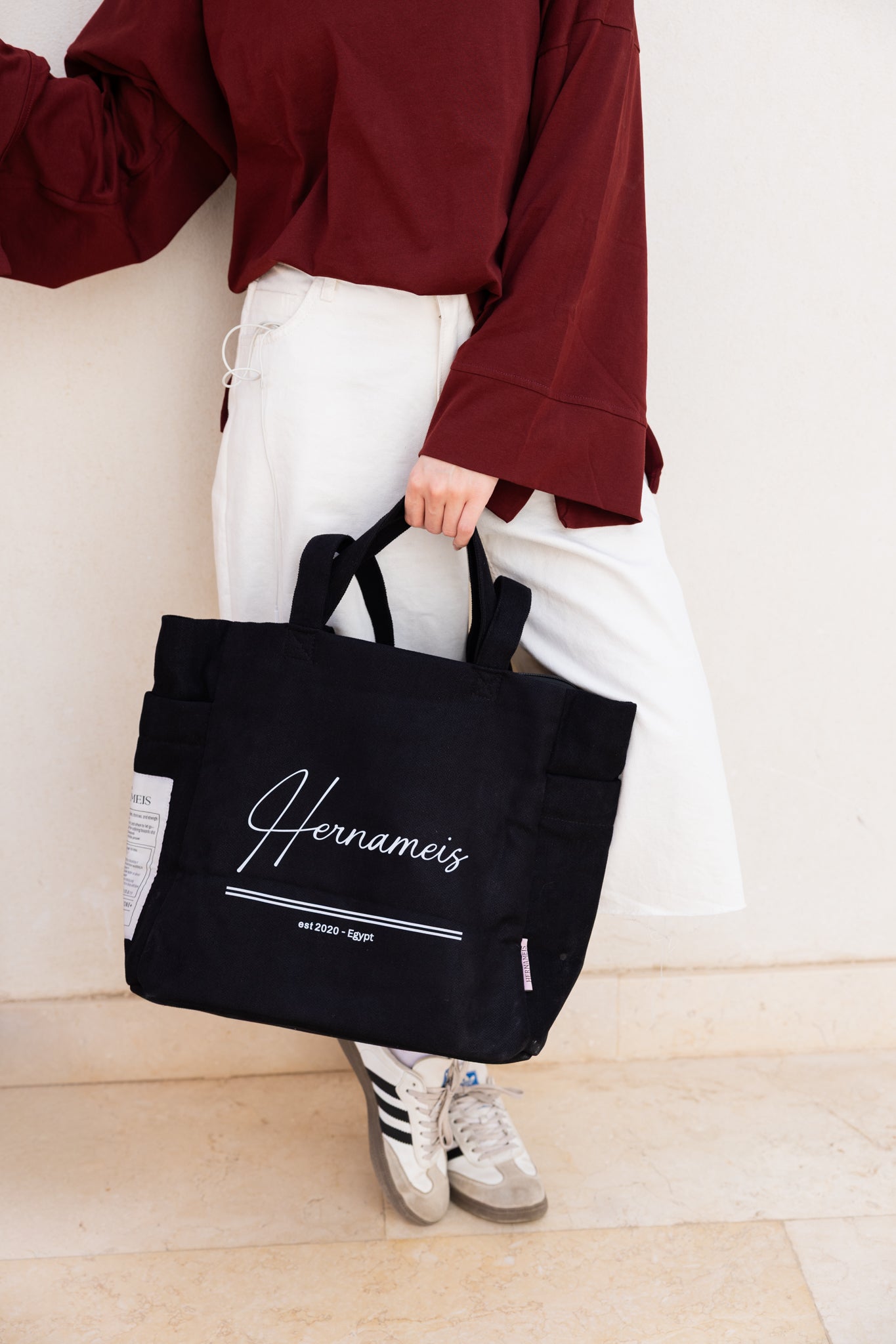 HER NAME IS TOTE BAG IN BLACK