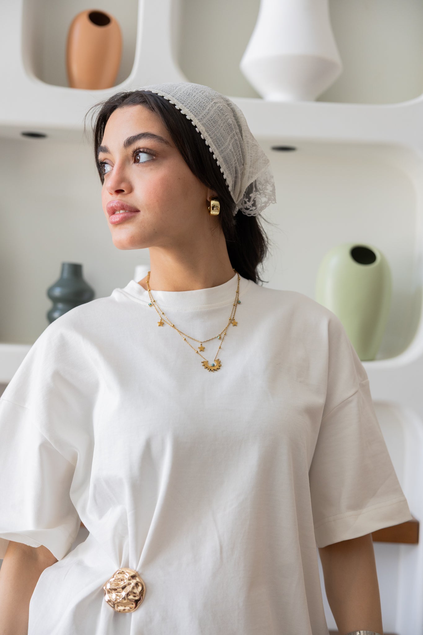 Brooch Blouse In White