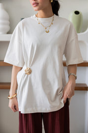 Brooch Blouse In White