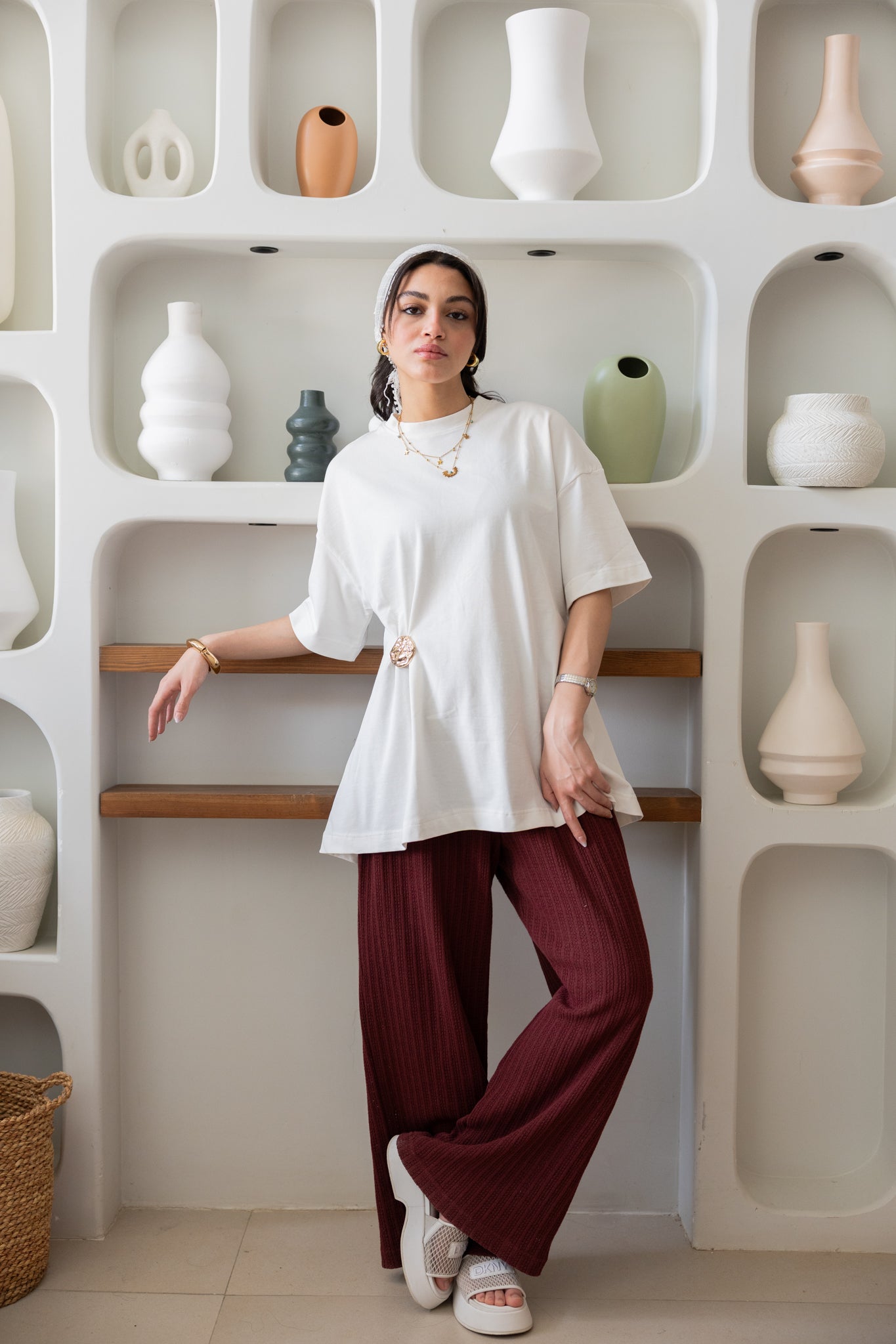 Brooch Blouse In White
