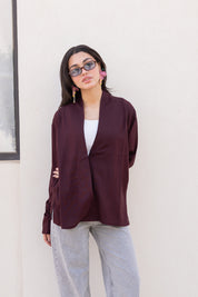 Flowing linen wrap blouse In Wine