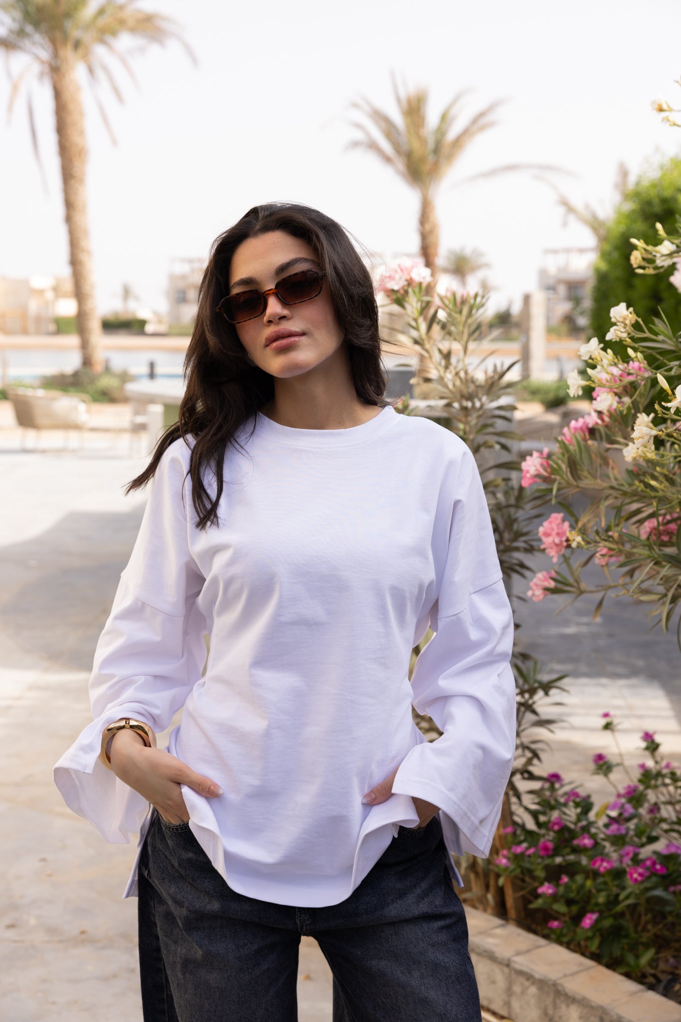 corset pleat waist Blouse In White
