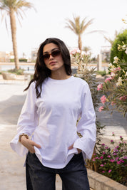 corset pleat waist Blouse In White