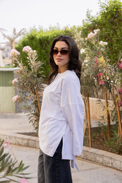 corset pleat waist Blouse In White