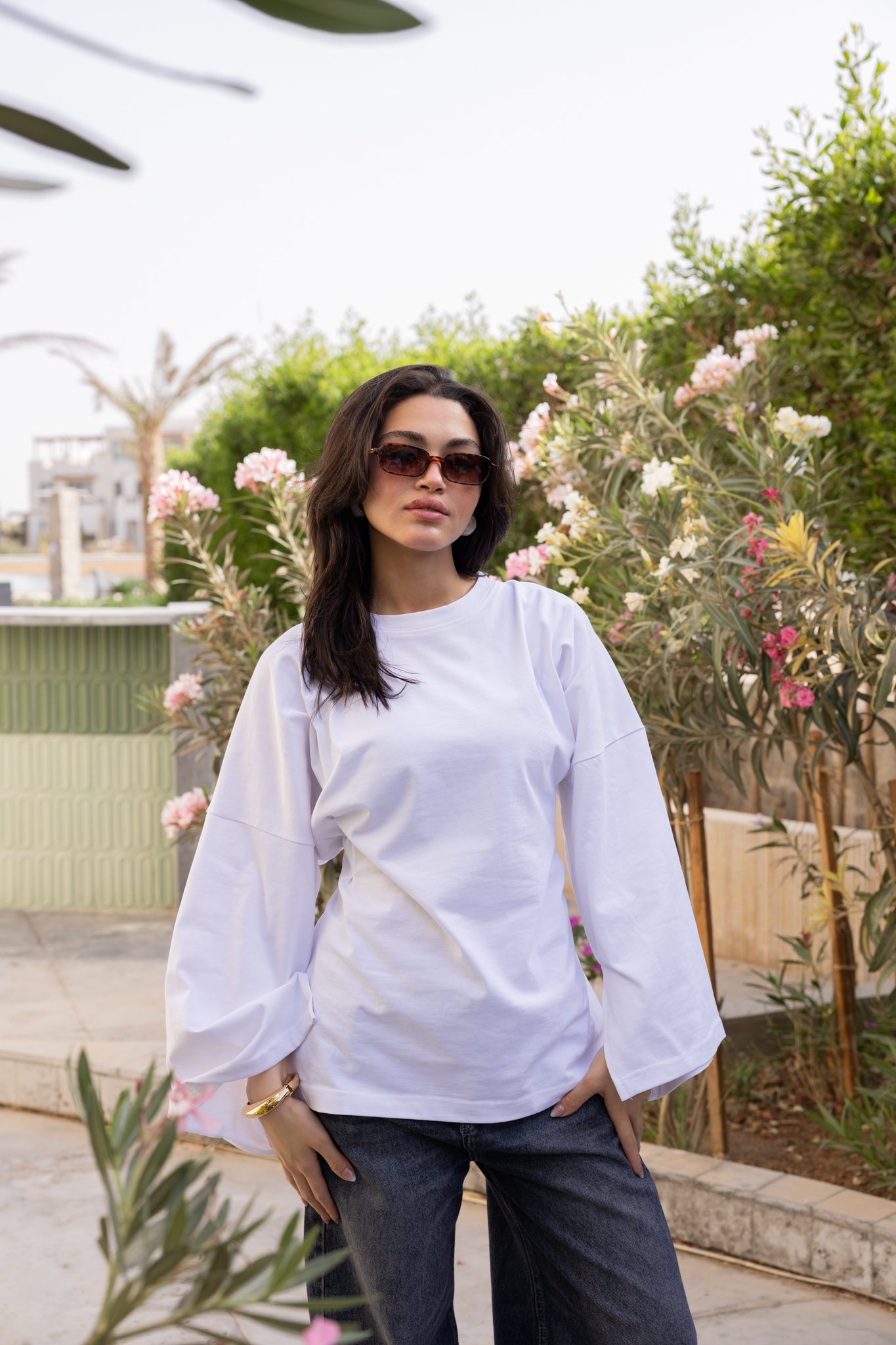 corset pleat waist Blouse In White