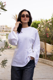 corset pleat waist Blouse In White