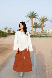Gathered Waist T-shirt In Off White