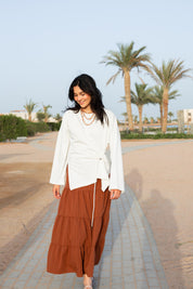 Gathered Waist T-shirt In Off White