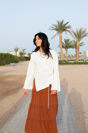 Gathered Waist T-shirt In Off White