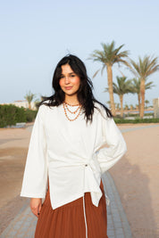 Gathered Waist T-shirt In Off White